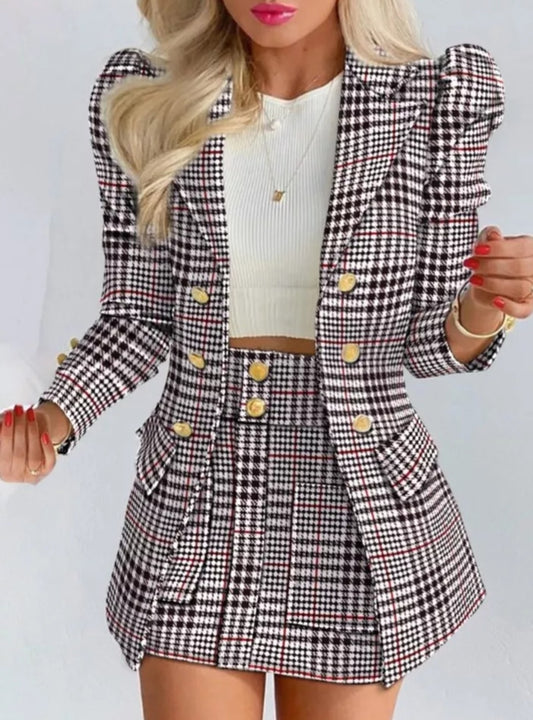 Full Sleve Blazer And Mini Skirt Set