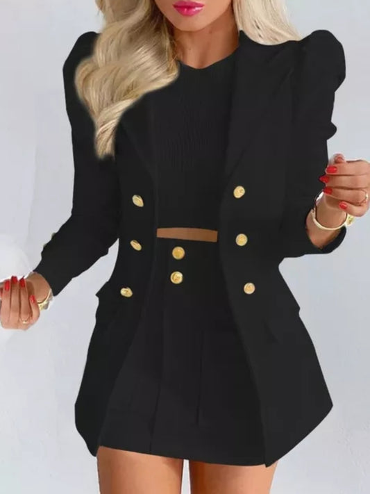 Full Sleve Blazer And Mini Skirt Set